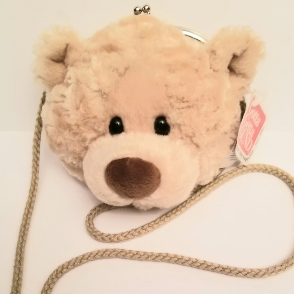 NWT Vtg Gund Plush Teddy Bear Cream/Brown Crossbody Bag for Little & Big Girls